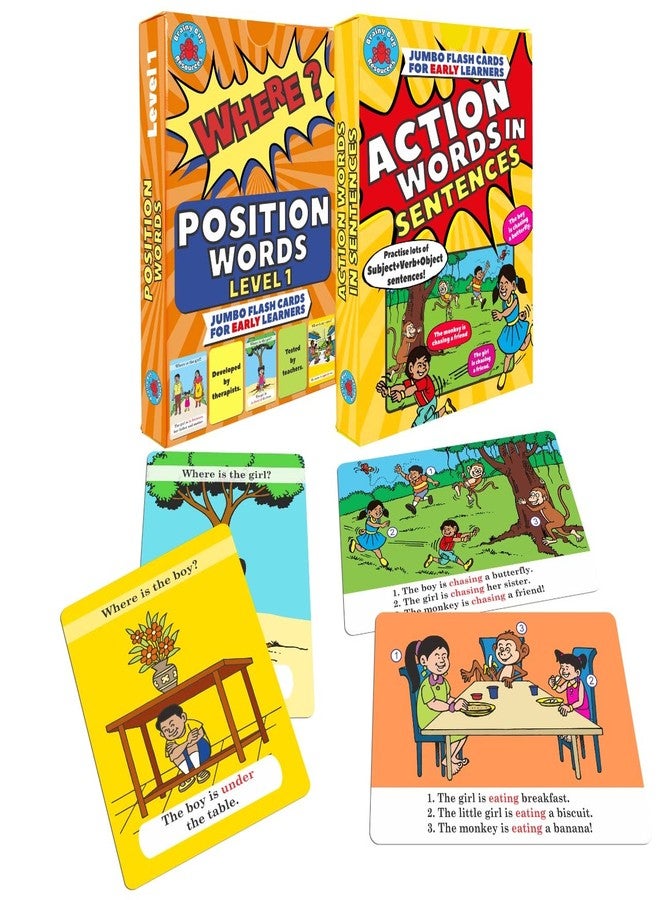 Brainy Bug Resources Flashcards with App-Enabled Audio Feature | Grammar and Sentence Structure | Verbs and Prepositions | Audio in English, Hindi, Tamil, Kannada, Telugu and Punjabi - Image 1